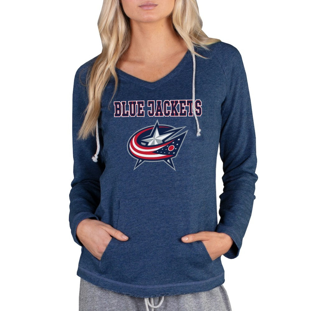 Columbus Blue Jackets Concepts Sport Women's Mainstream Terry Tri-Blend Long Sleeve Hooded Top - Navy | US 3929321