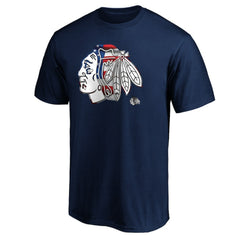 Chicago Blackhawks Banner Wave Logo T-Shirt - Navy | US 3930357