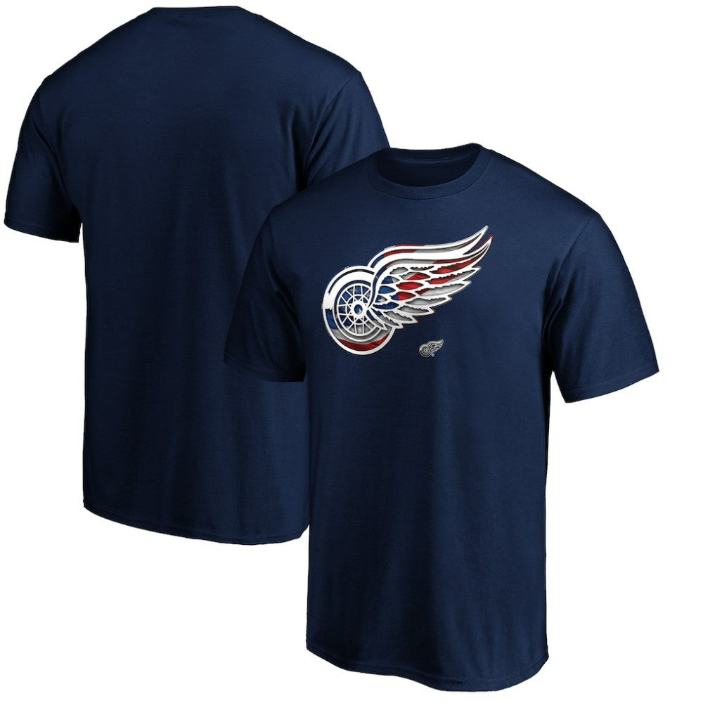Detroit Red Wings Banner Wave Logo T-Shirt - Navy | US 3930361