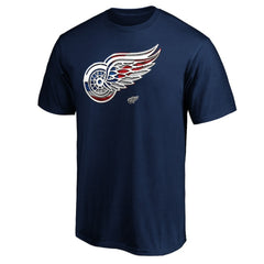 Detroit Red Wings Banner Wave Logo T-Shirt - Navy | US 3930361