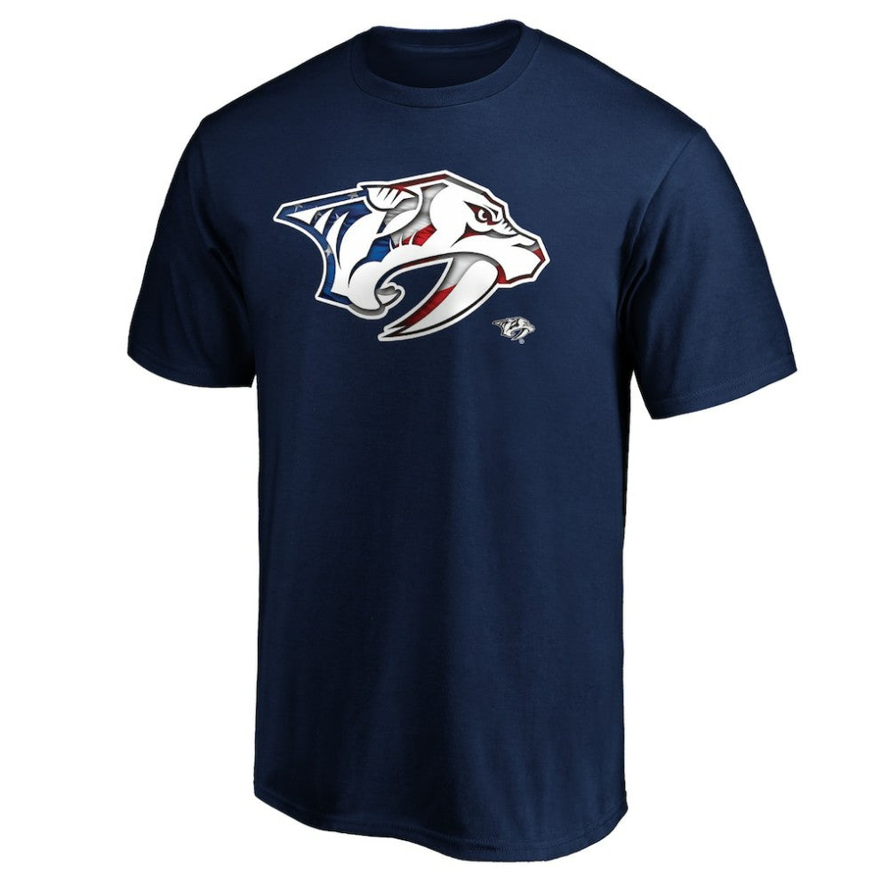 Nashville Predators Banner Wave Logo T-Shirt - Navy | US 3930365