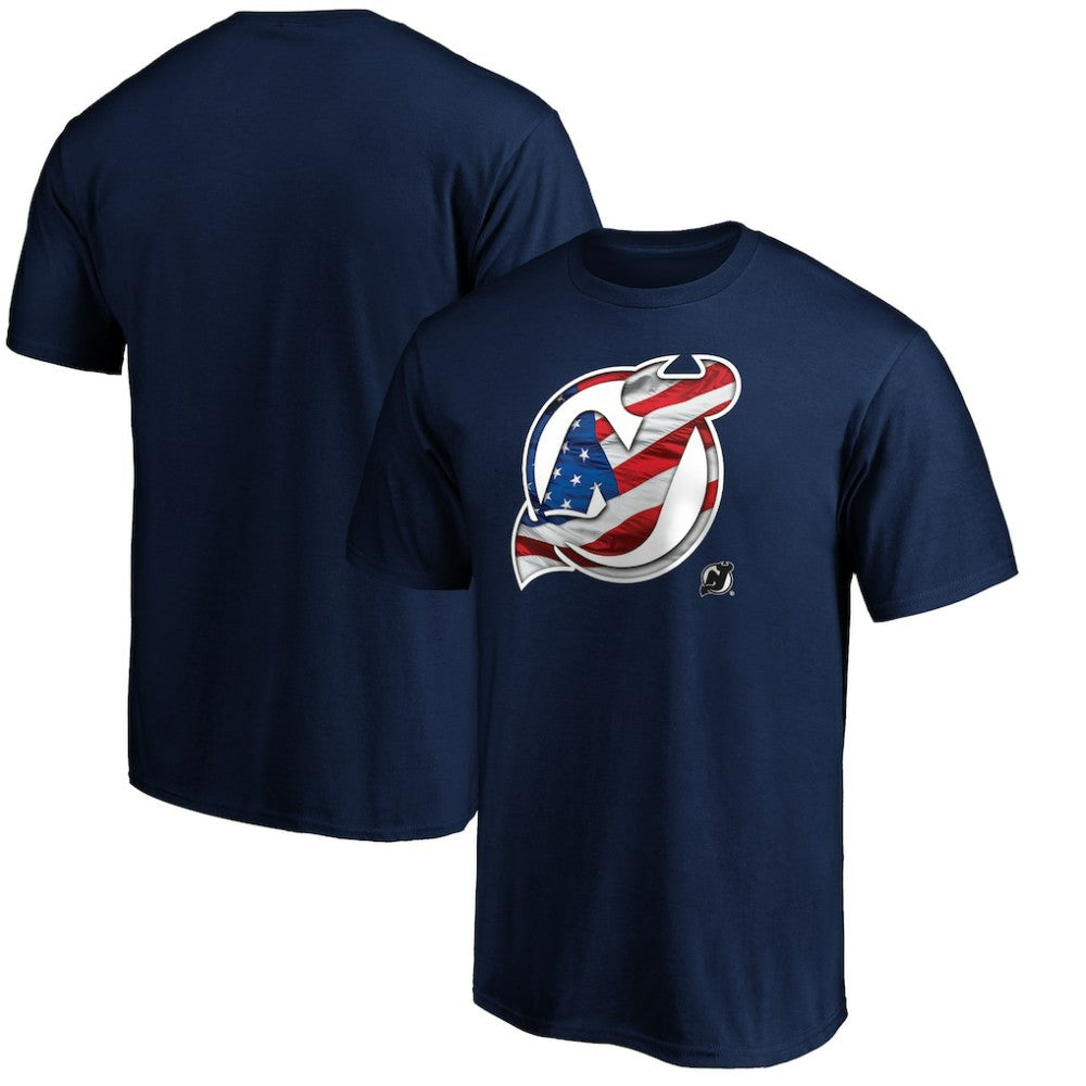 New Jersey Devils Banner Wave Logo T-Shirt - Navy | US 3930366