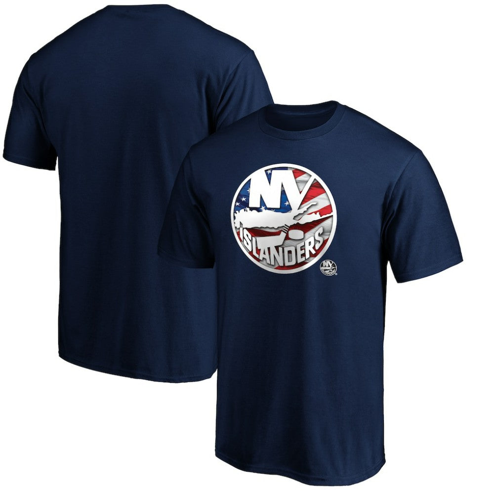 New York Islanders Banner Wave Logo T-Shirt - Navy | US 3930367