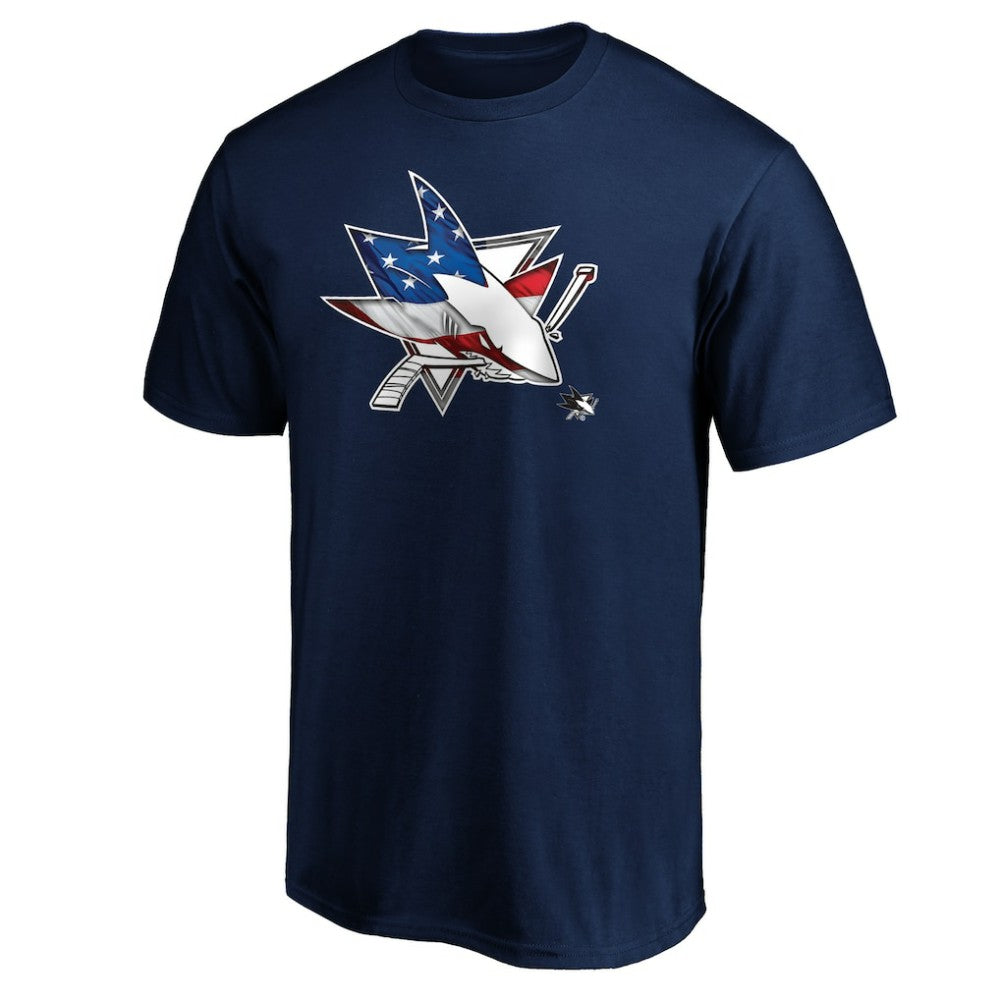 San Jose Sharks Banner Wave Logo T-Shirt - Navy | US 3930371
