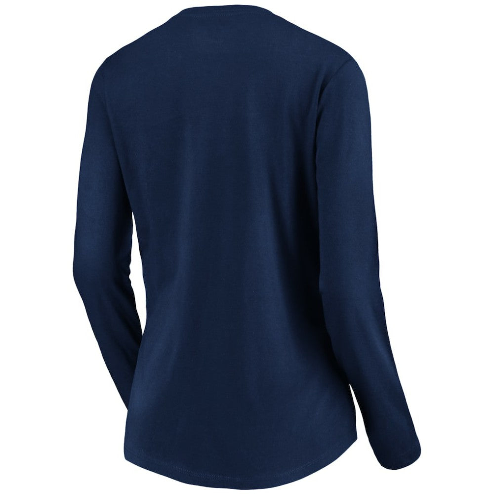 Vegas Golden Knights women's Banner Wave Logo Long Sleeve V-Neck T-Shirt - Navy | US 3930420