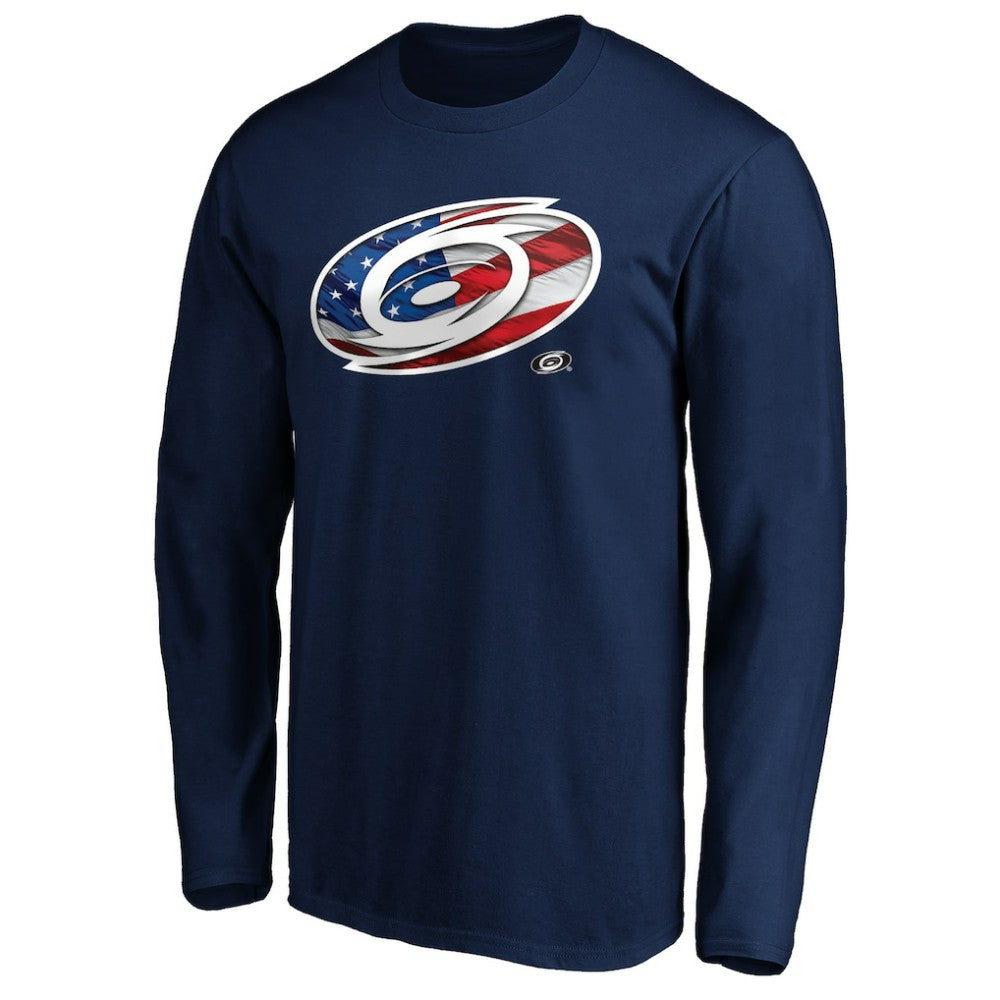 Carolina Hurricanes Banner Wave Logo Long Sleeve T-Shirt - Navy | US 3930425