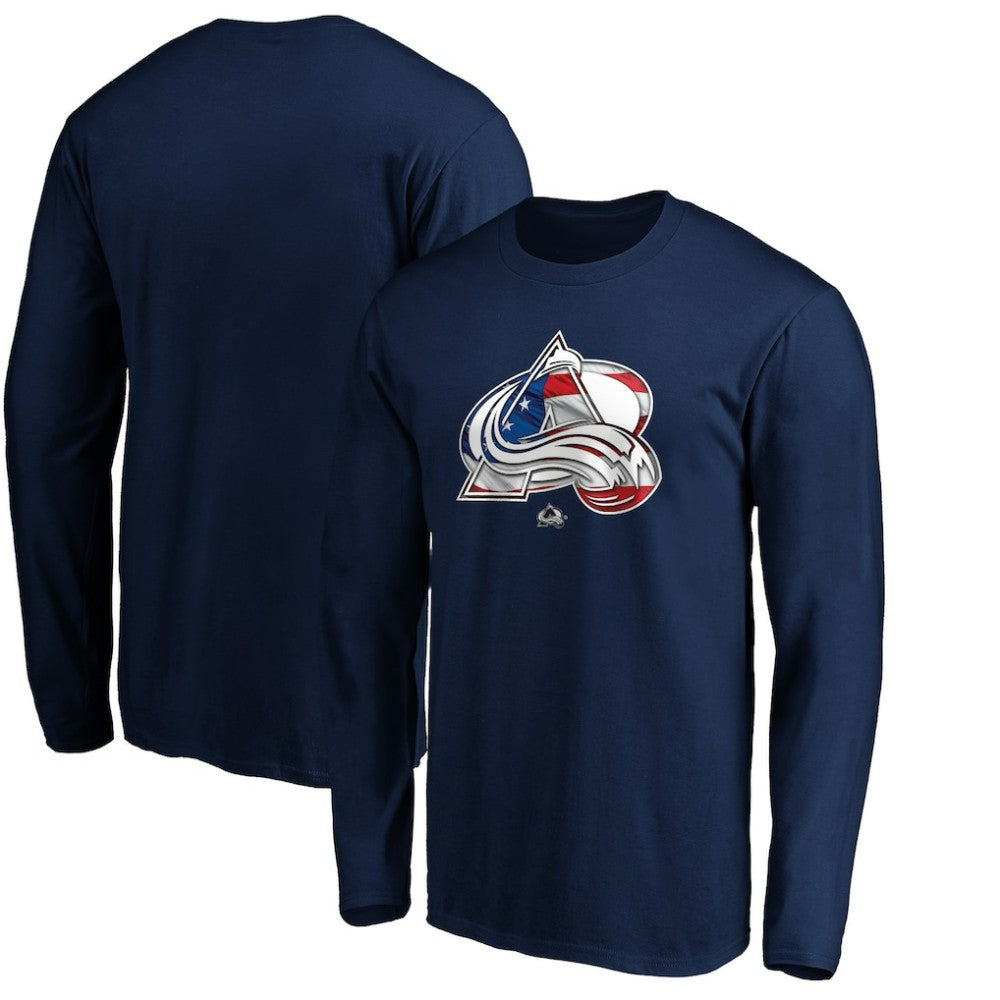 Colorado Avalanche Banner Wave Logo Long Sleeve T-Shirt - Navy | US 3930427