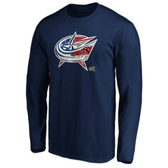 Columbus Blue Jackets Banner Wave Logo Long Sleeve T-Shirt - Navy | US 3930428