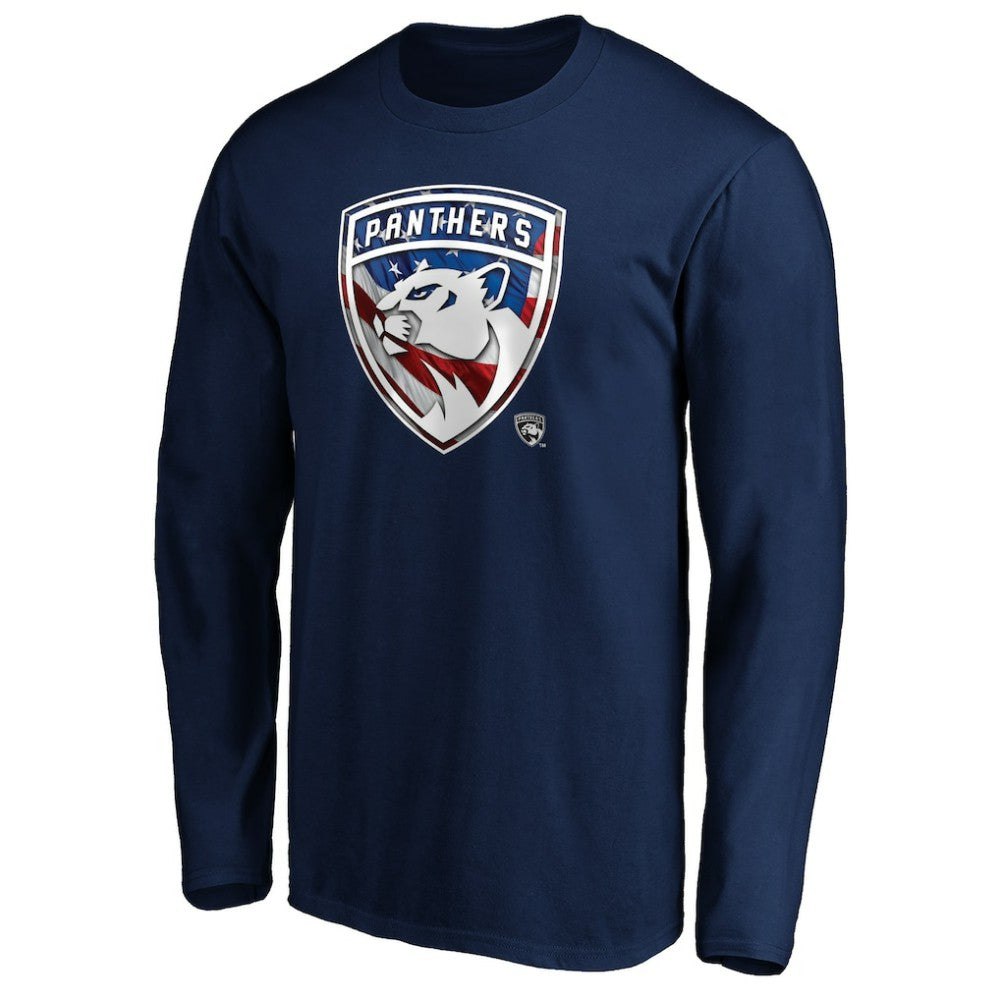 Florida Panthers Banner Wave Logo Long Sleeve T-Shirt - Navy | US 3930431