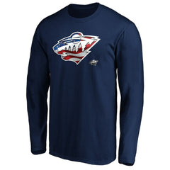 Minnesota Wild Banner Wave Logo Long Sleeve T-Shirt - Navy | US 3930433