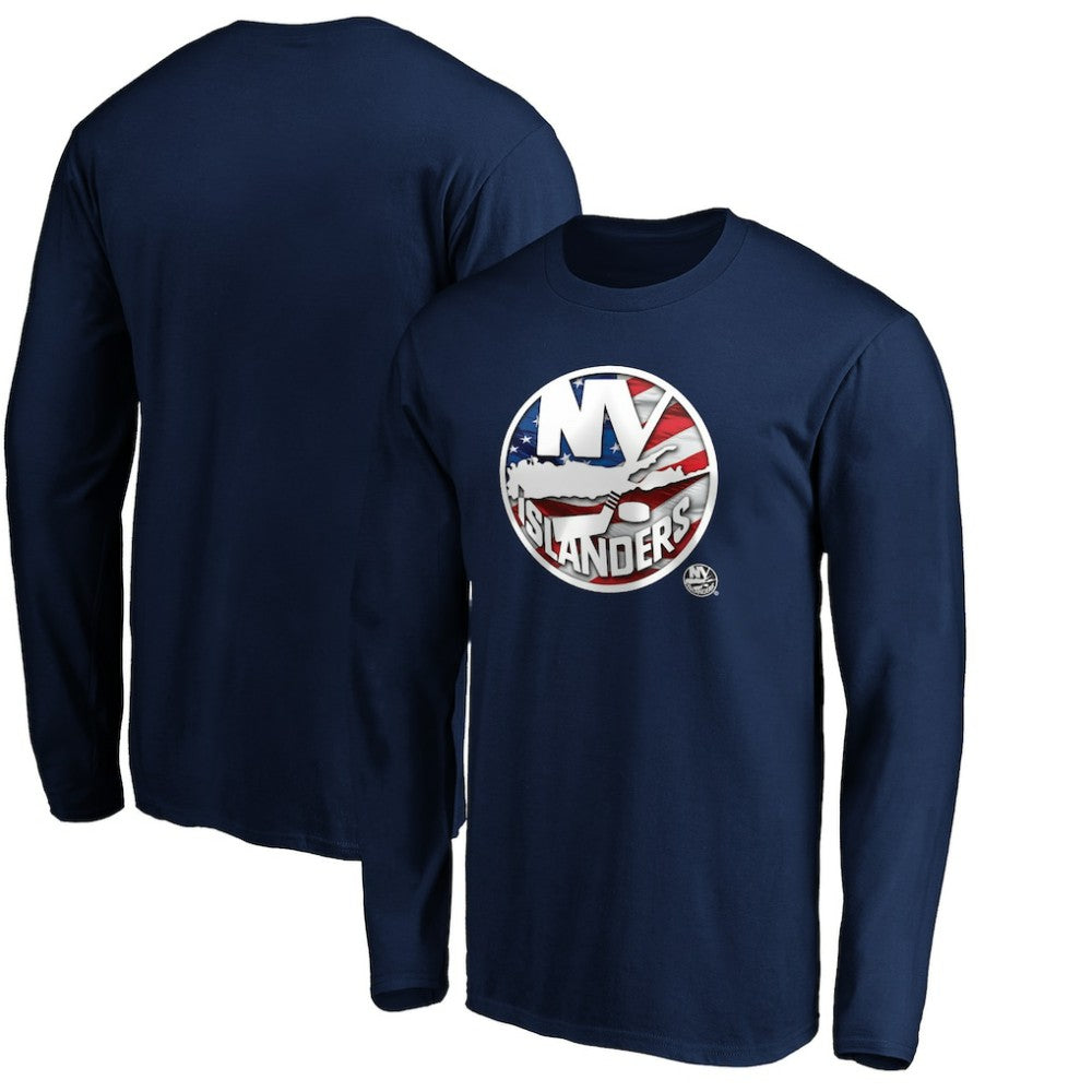 New York Islanders Banner Wave Logo Long Sleeve T-Shirt - Navy | US 3930436