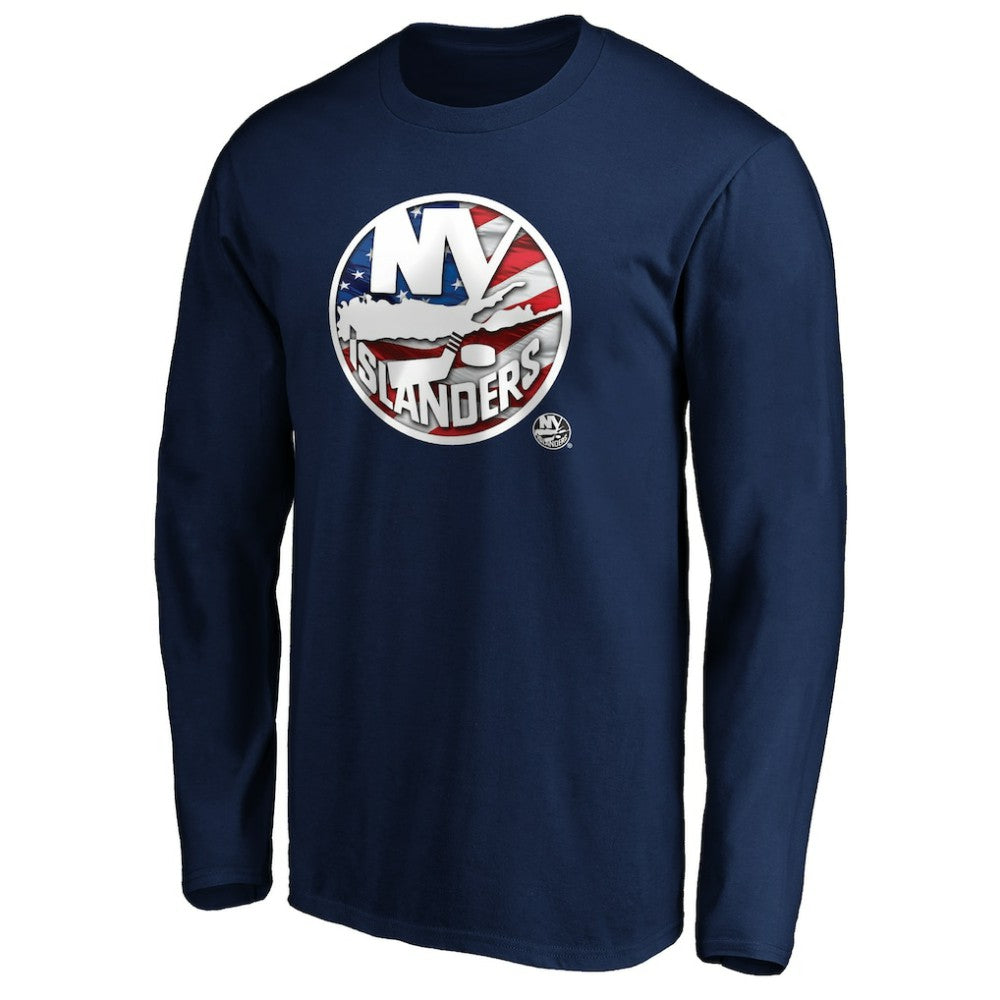 New York Islanders Banner Wave Logo Long Sleeve T-Shirt - Navy | US 3930436