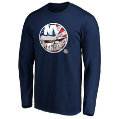 New York Islanders Banner Wave Logo Long Sleeve T-Shirt - Navy | US 3930436