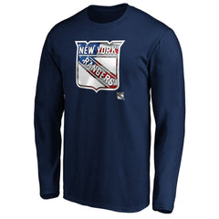 New York Rangers Banner Wave Logo Long Sleeve T-Shirt - Navy | US 3930437