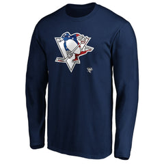 Pittsburgh Penguins Banner Wave Logo Long Sleeve T-Shirt - Navy | US 3930439