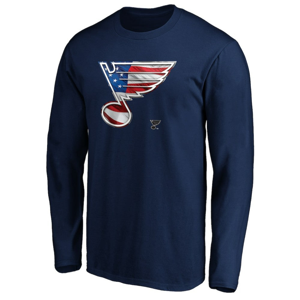 St. Louis Blues Banner Wave Logo Long Sleeve T-Shirt - Navy | US 3930441