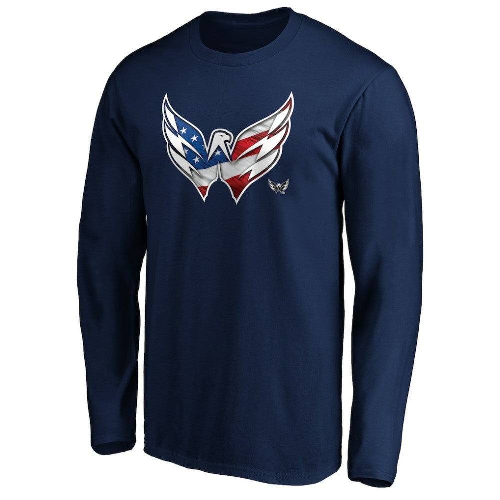 Washington Capitals Banner Wave Logo Long Sleeve T-Shirt - Navy | US 3930444