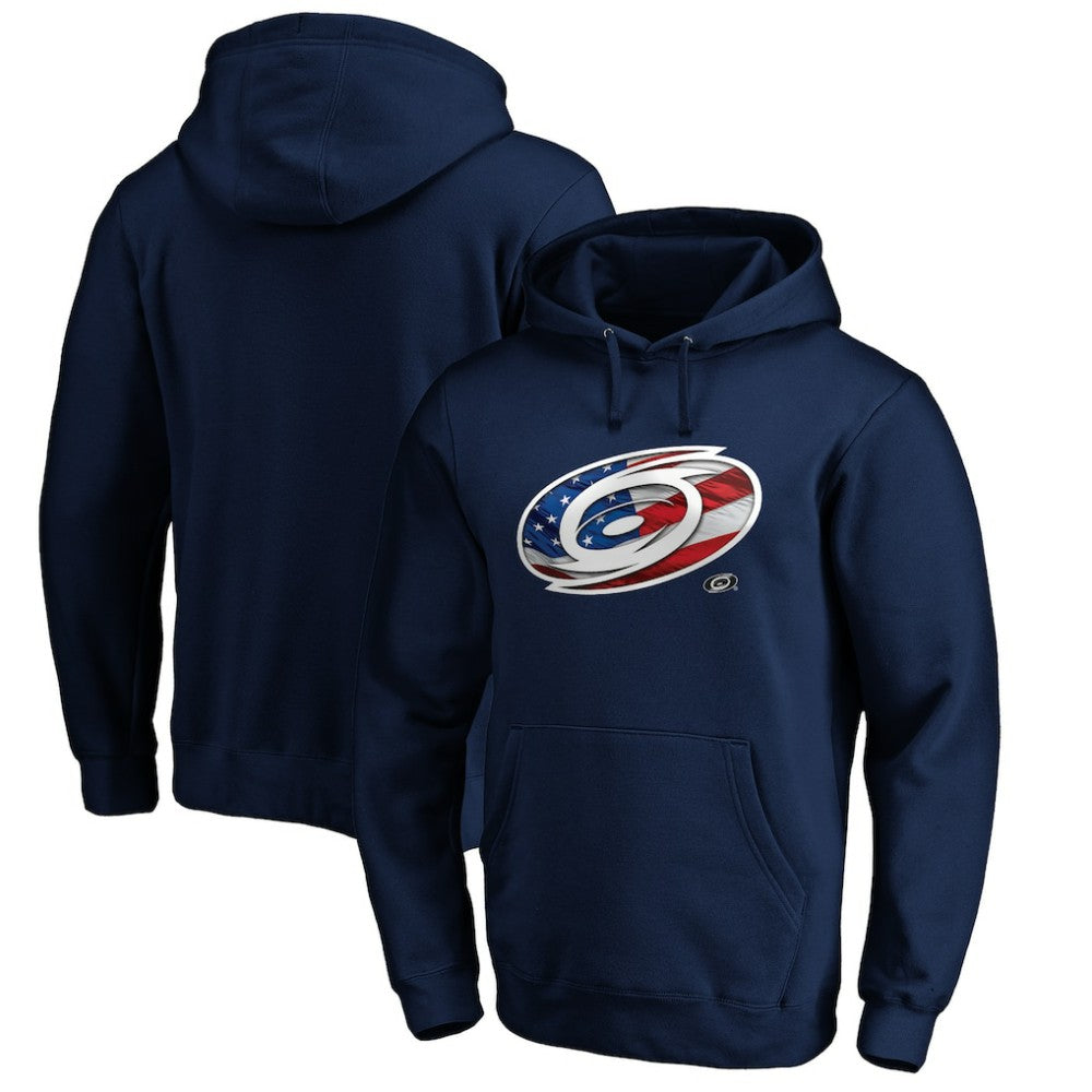 Carolina Hurricanes Banner Wave Logo Pullover Hoodie - Navy | US 3930448