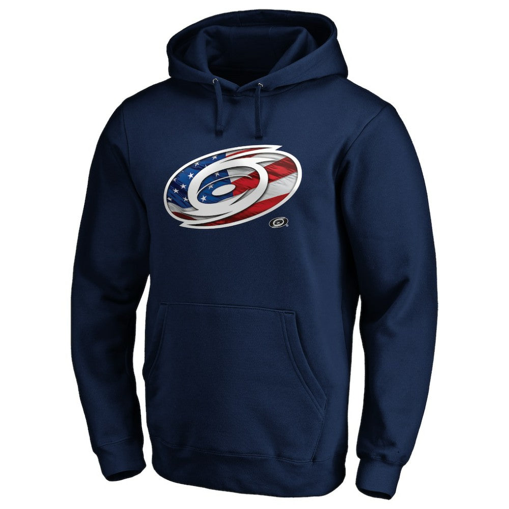 Carolina Hurricanes Banner Wave Logo Pullover Hoodie - Navy | US 3930448