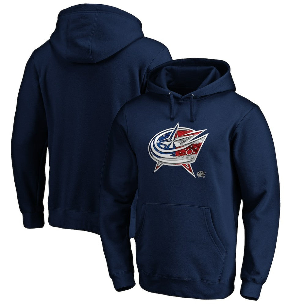 Columbus Blue Jackets Banner Wave Logo Pullover Hoodie - Navy | US 3930451