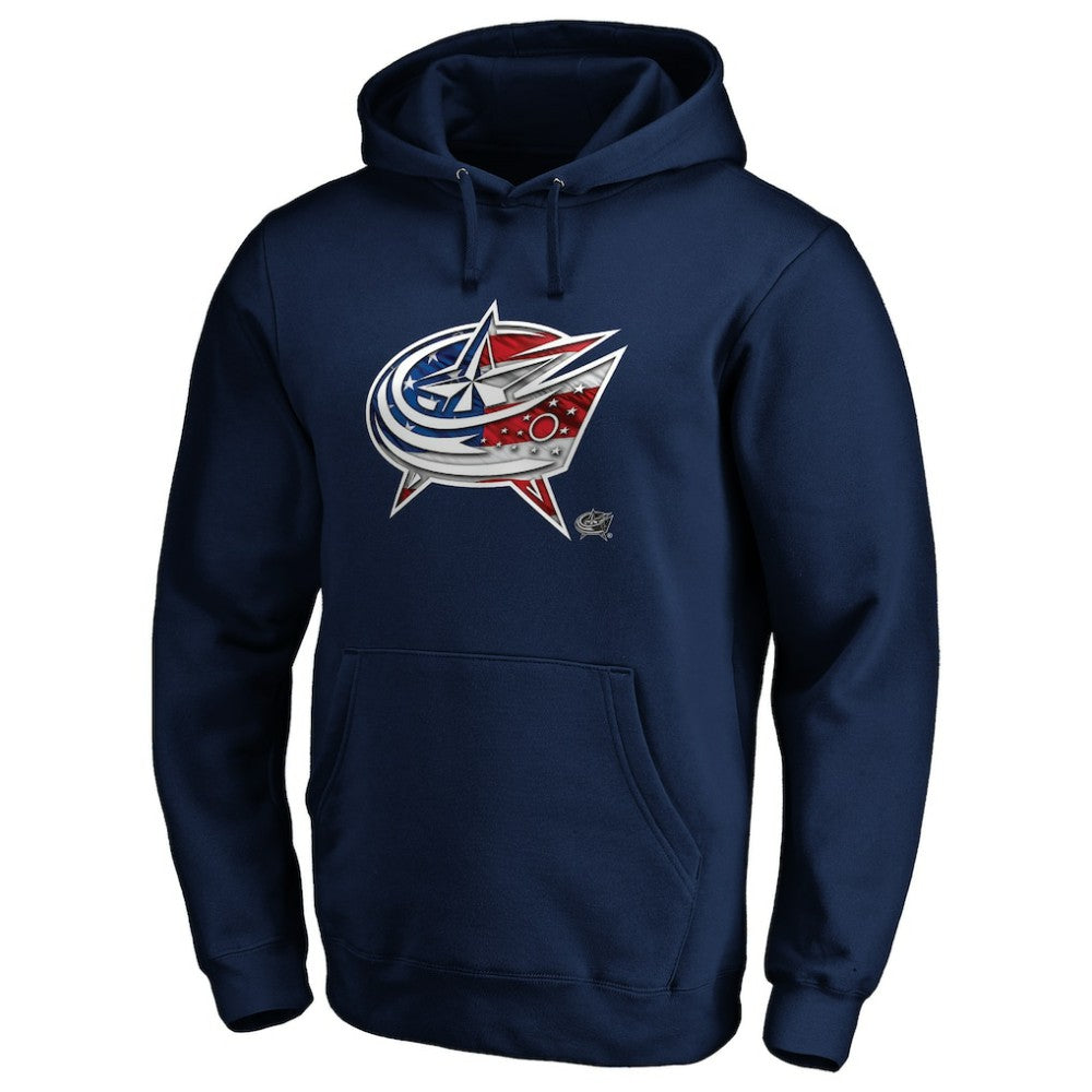 Columbus Blue Jackets Banner Wave Logo Pullover Hoodie - Navy | US 3930451