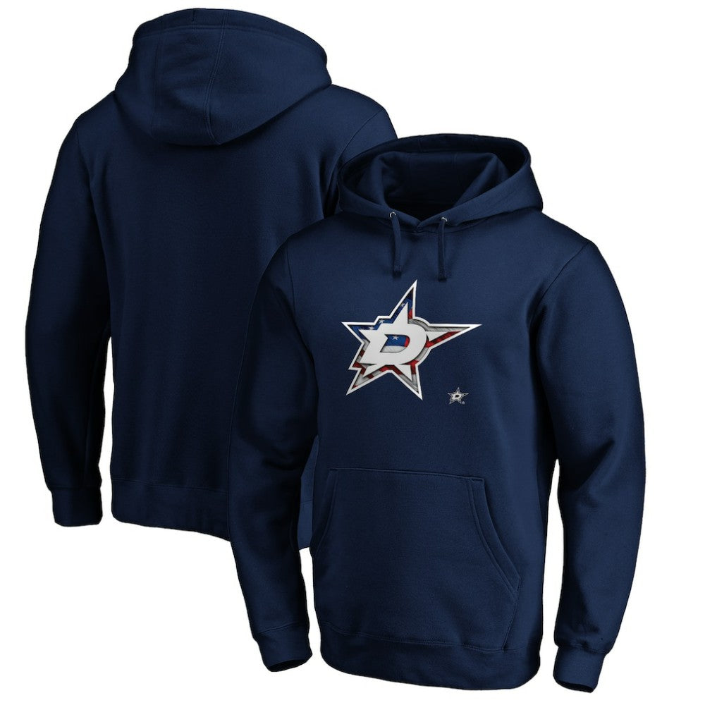 Dallas Stars Banner Wave Logo Pullover Hoodie - Navy | US 3930452