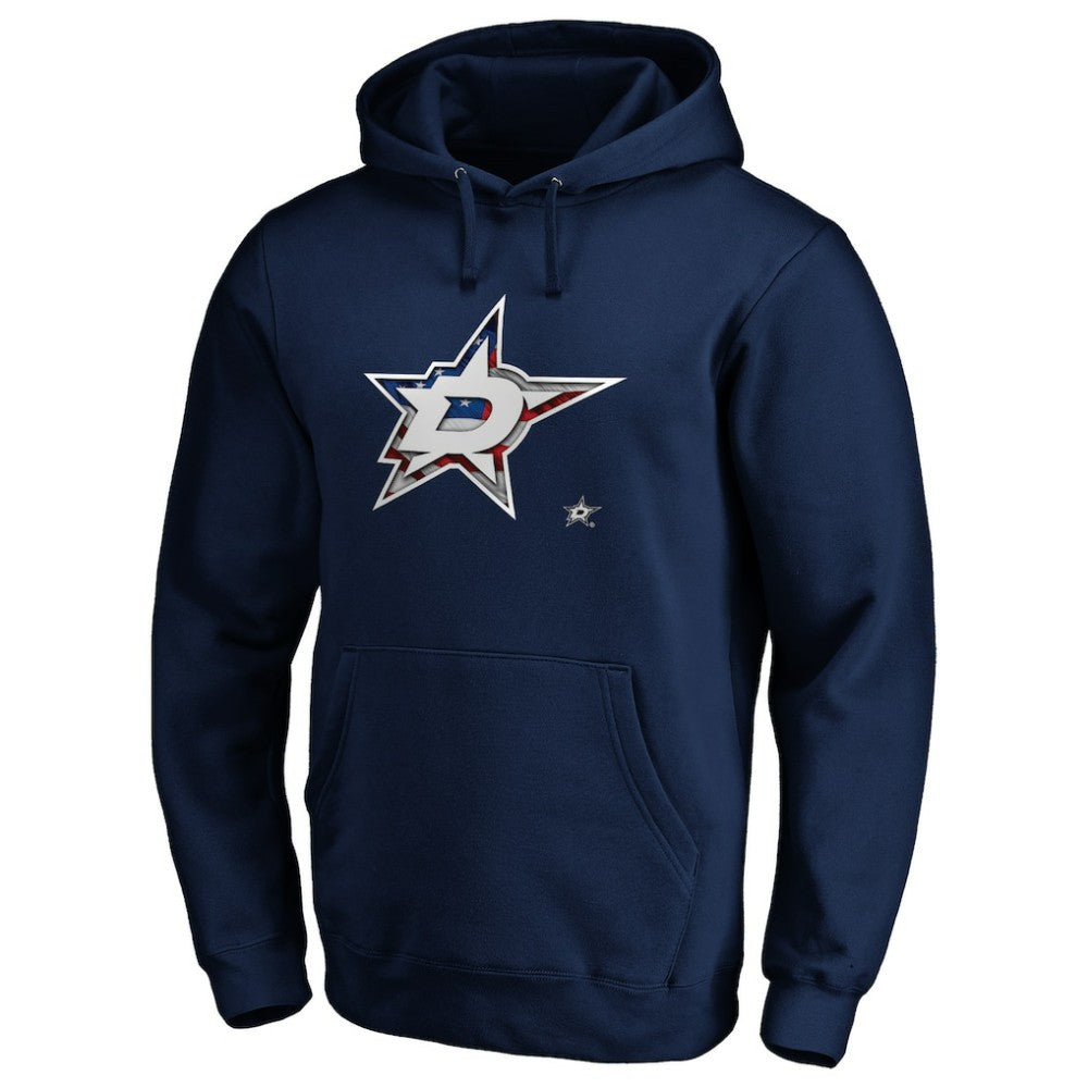 Dallas Stars Banner Wave Logo Pullover Hoodie - Navy | US 3930452