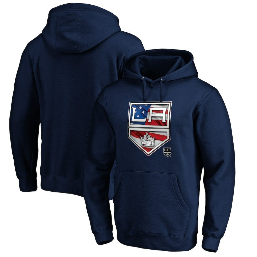 Los Angeles Kings Banner Wave Logo Pullover Hoodie - Navy | US 3930455
