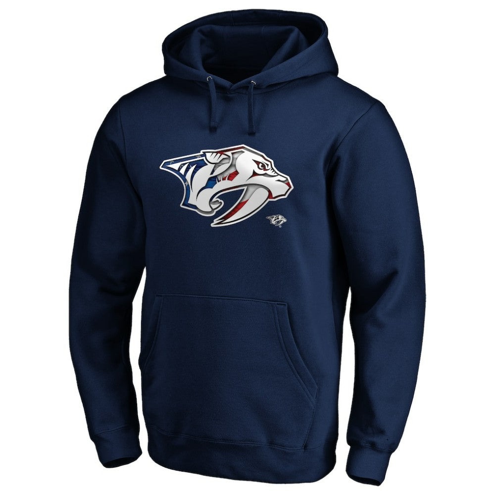 Nashville Predators Banner Wave Logo Pullover Hoodie - Navy | US 3930457
