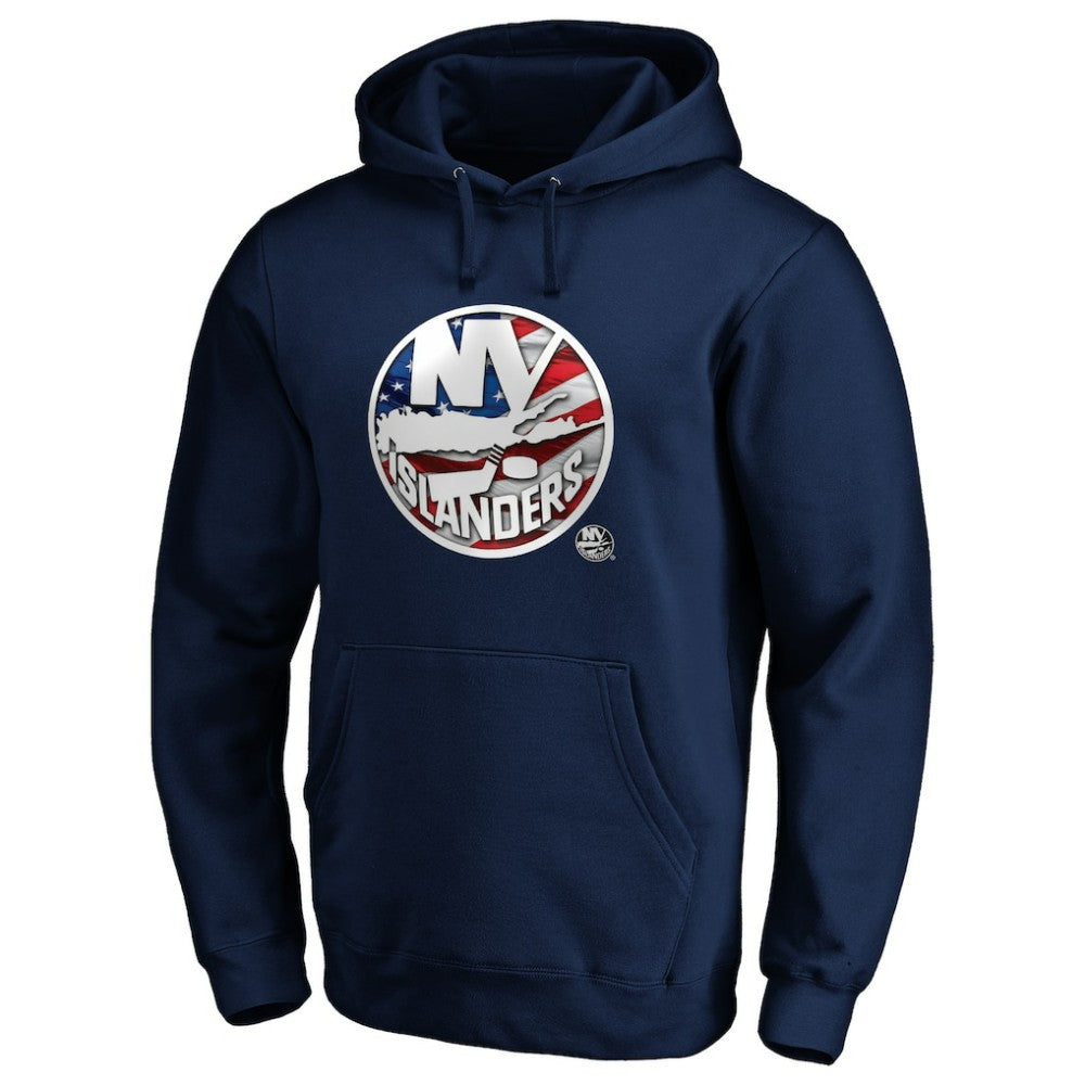 New York Islanders Banner Wave Logo Pullover Hoodie - Navy | US 3930459