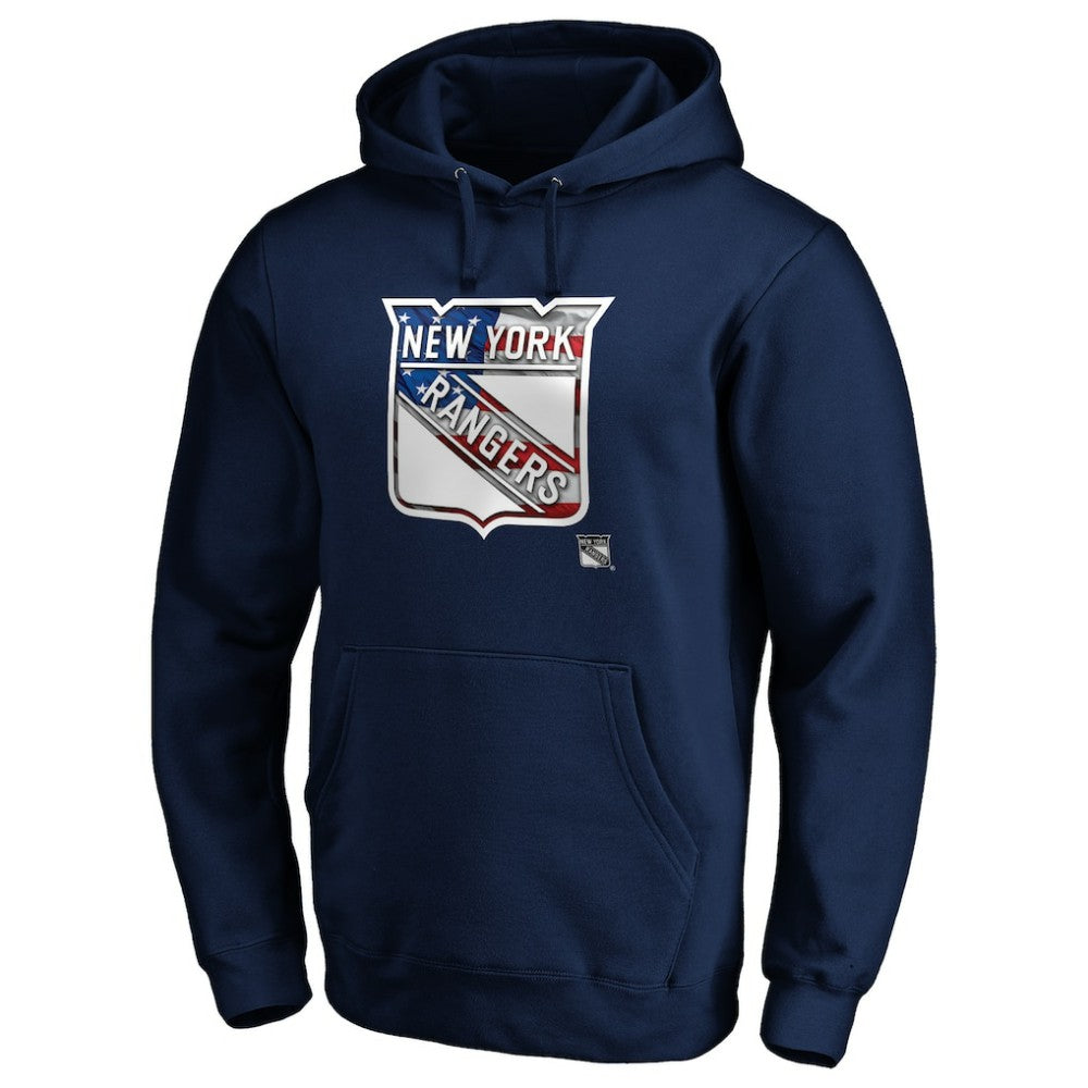 New York Rangers Banner Wave Logo Pullover Hoodie - Navy | US 3930460