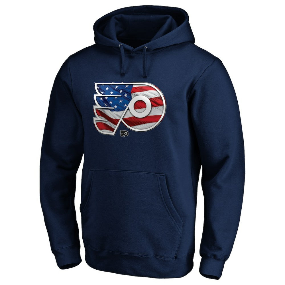 Philadelphia Flyers Banner Wave Logo Pullover Hoodie - Navy | US 3930461