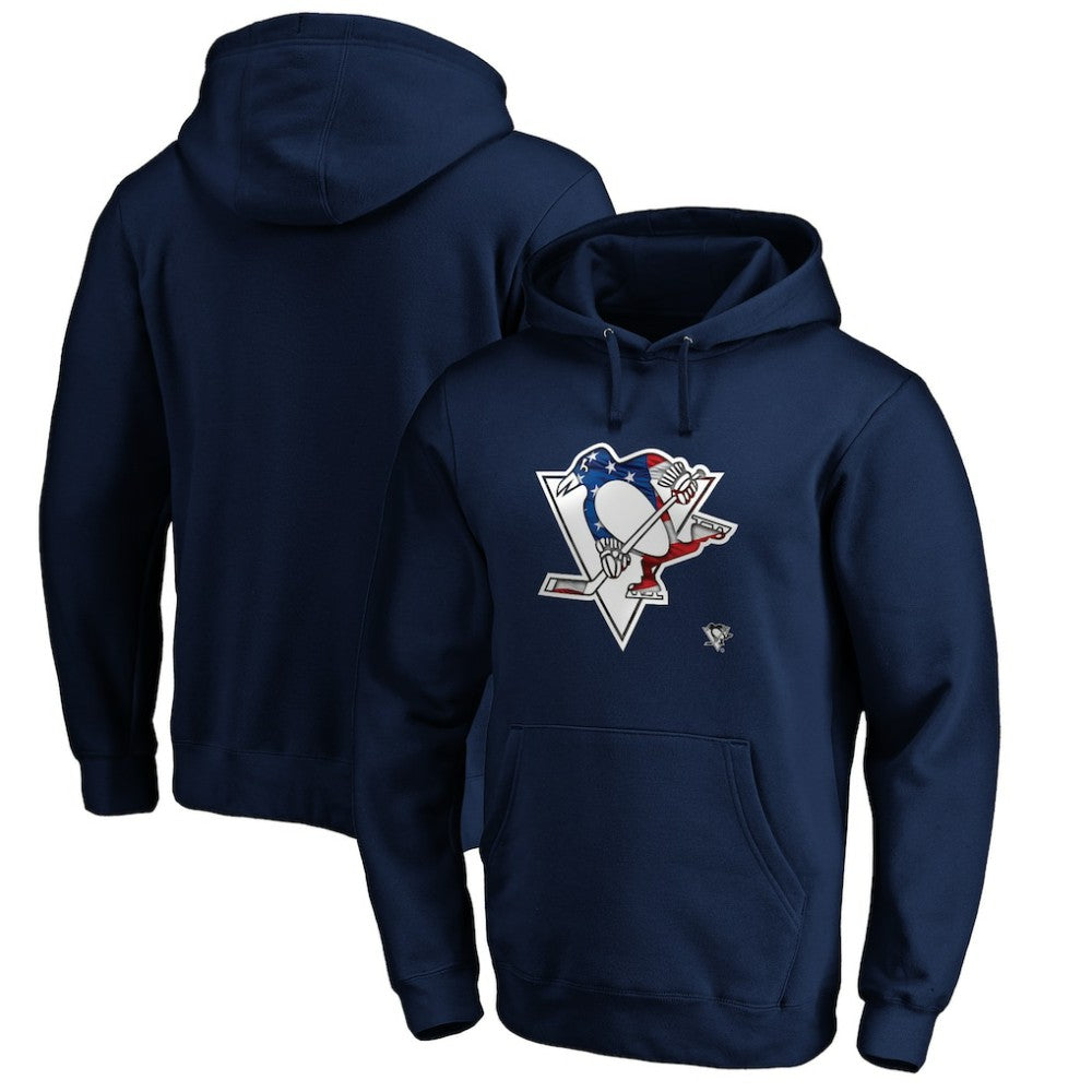 Pittsburgh Penguins Banner Wave Logo Pullover Hoodie - Navy | US 3930462