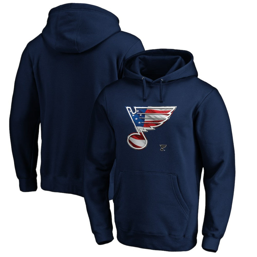 St. Louis Blues Banner Wave Logo Pullover Hoodie - Navy | US 3930464