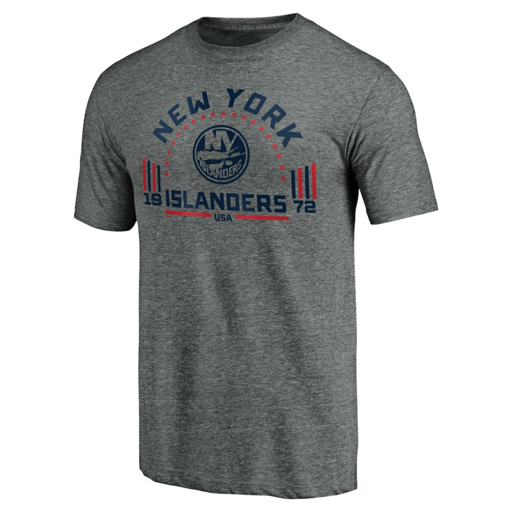 New York Islanders Team Freedom Tri-Blend T-Shirt - Heathered Gray | US 3930629