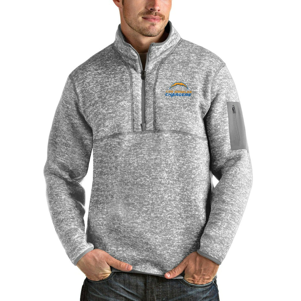Los Angeles Chargers Antigua Fortune Quarter-Zip Pullover Jacket - Heather Gray Pullover