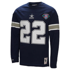 Emmitt Smith Dallas Cowboys Throwback Retired Player Name & Number Long Sleeve Top - Navy Tops