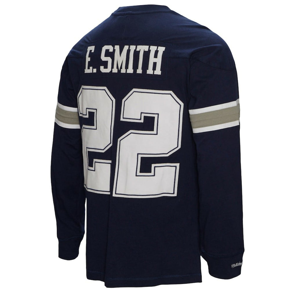 Emmitt Smith Dallas Cowboys Throwback Retired Player Name & Number Long Sleeve Top - Navy Tops
