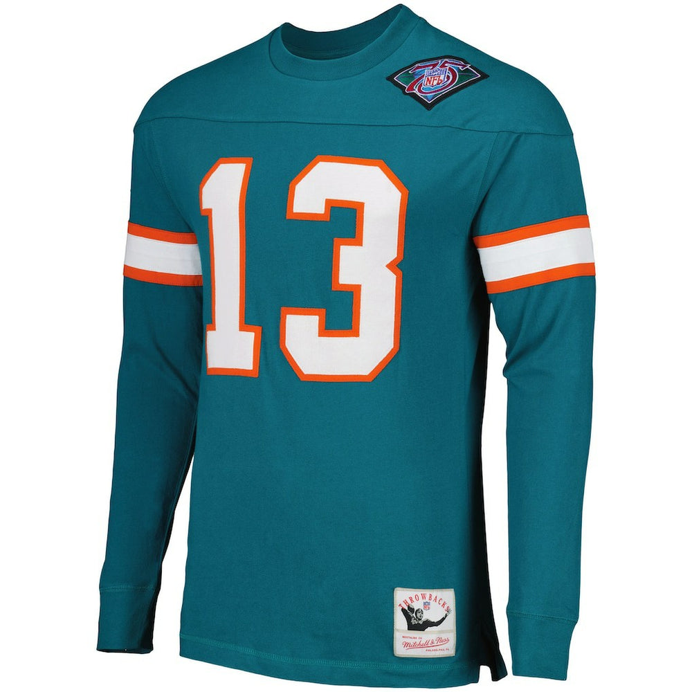 Dan Marino Miami Dolphins Throwback Retired Player Name & Number Long Sleeve Top - Aqua Tops