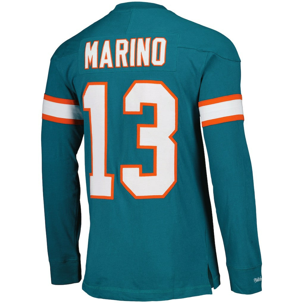 Dan Marino Miami Dolphins Throwback Retired Player Name & Number Long Sleeve Top - Aqua Tops