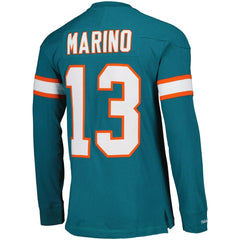 Dan Marino Miami Dolphins Throwback Retired Player Name & Number Long Sleeve Top - Aqua Tops