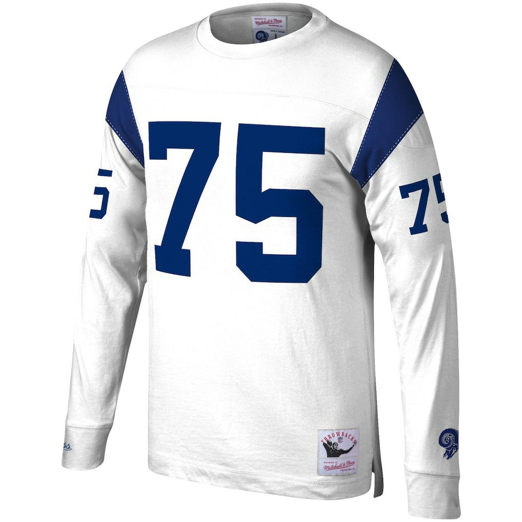 Deacon Jones Los Angeles Rams Throwback Retired Player Name & Number Long Sleeve Top - White Tops
