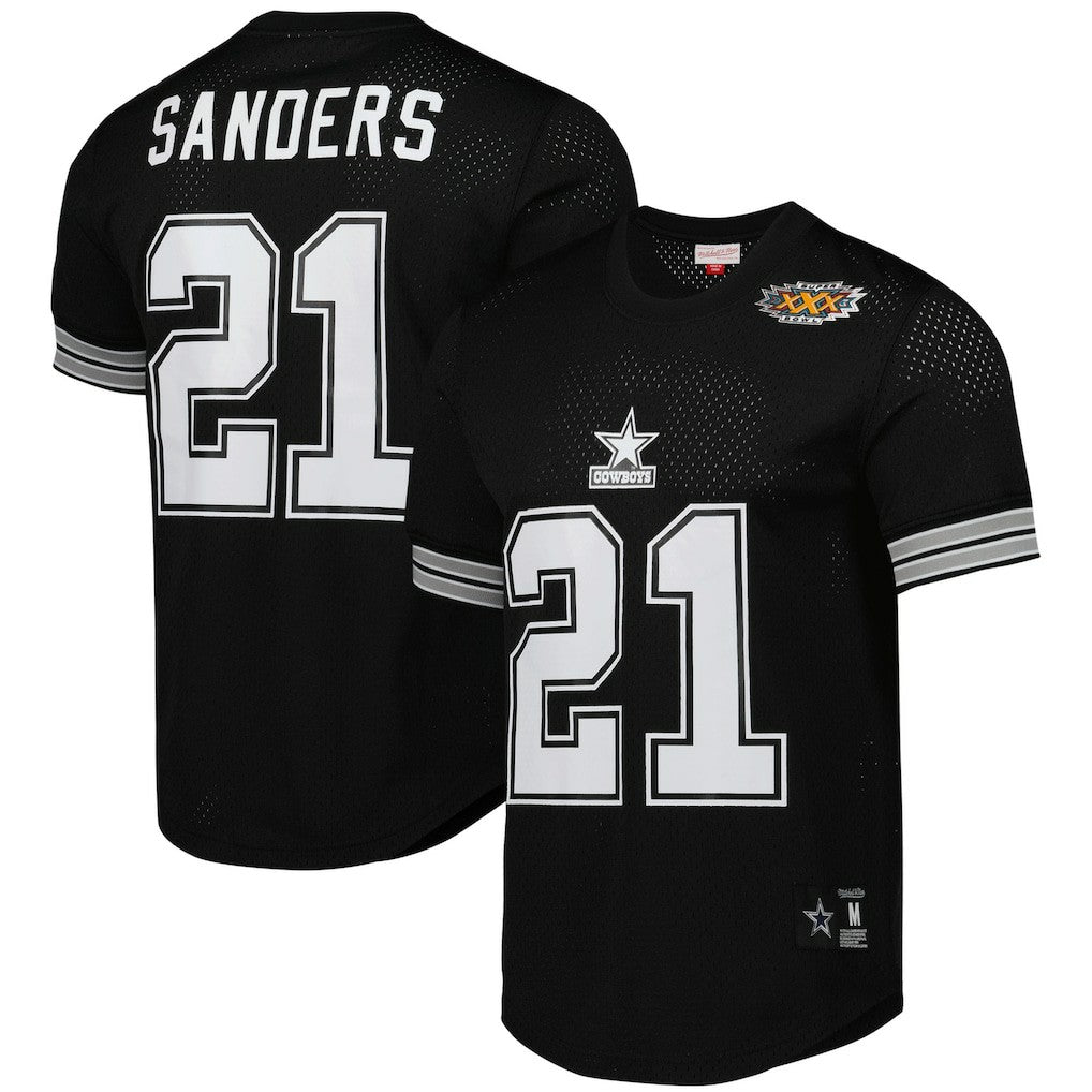 Deion Sanders Dallas Cowboys Retired Player Name & Number Mesh Top - Black Tops