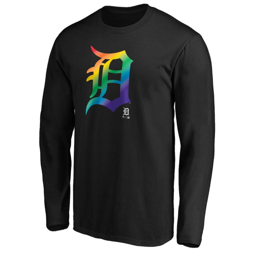 Detroit Tigers Team Pride Logo Long Sleeve T-Shirt - Black T-shirts