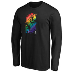 Seattle Mariners Team Pride Logo Long Sleeve T-Shirt - Black T-shirts