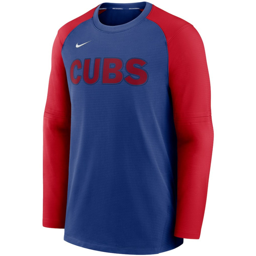 Chicago Cubs Nike Authentic Collection Pregame Performance Raglan Pullover Sweatshirt - Royal/Red Pullover