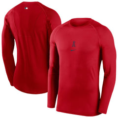 Los Angeles Angels Nike Authentic Collection Raglan Long Sleeve T-Shirt - Red T-shirts