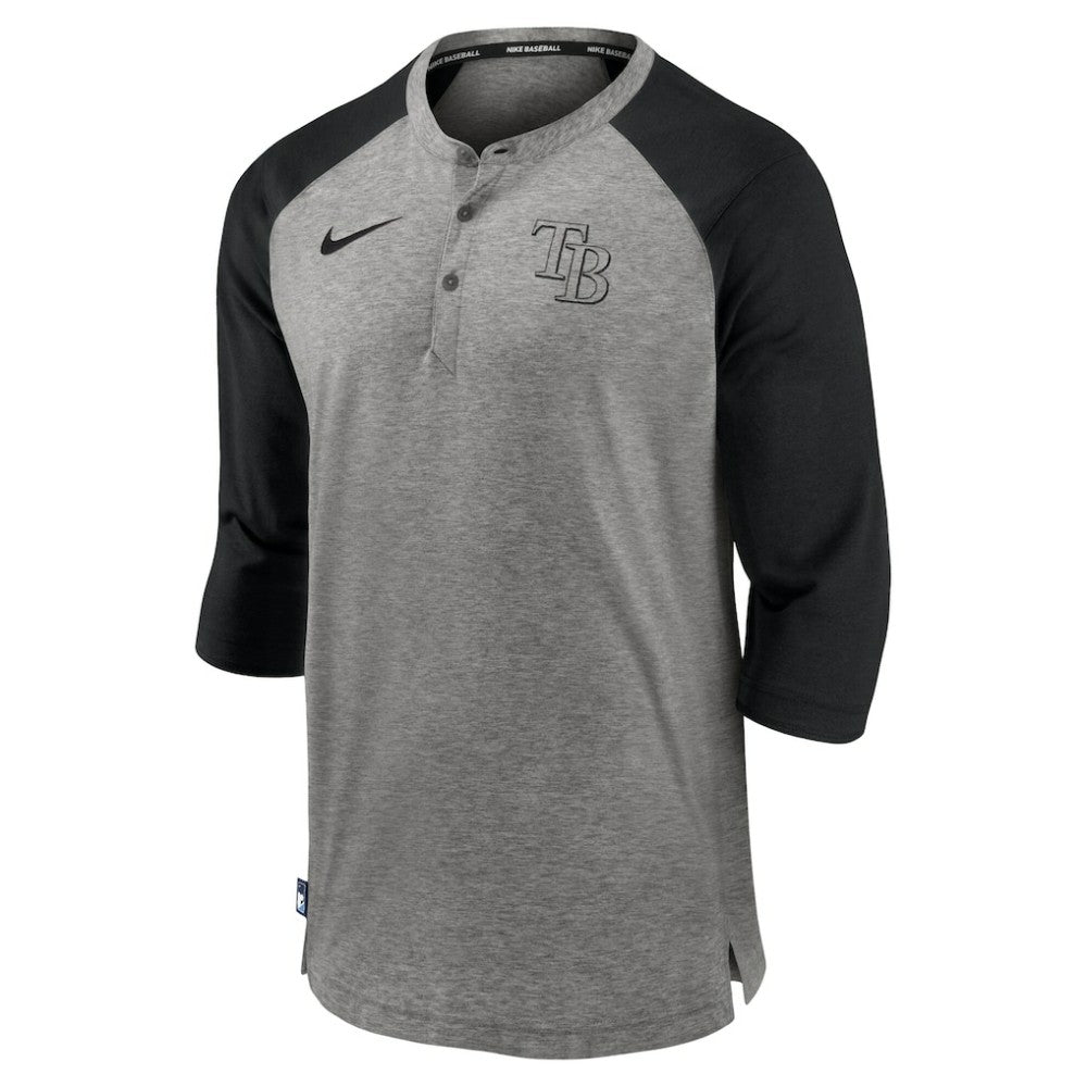 Tampa Bay Rays Nike Authentic Collection Flux Henley Raglan 3/4-Sleeve T-Shirt - Gray T-shirts