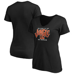 Joe Burrow Cincinnati Bengals Women's Jungle Joe V-Neck T-Shirt - Black T-shirts
