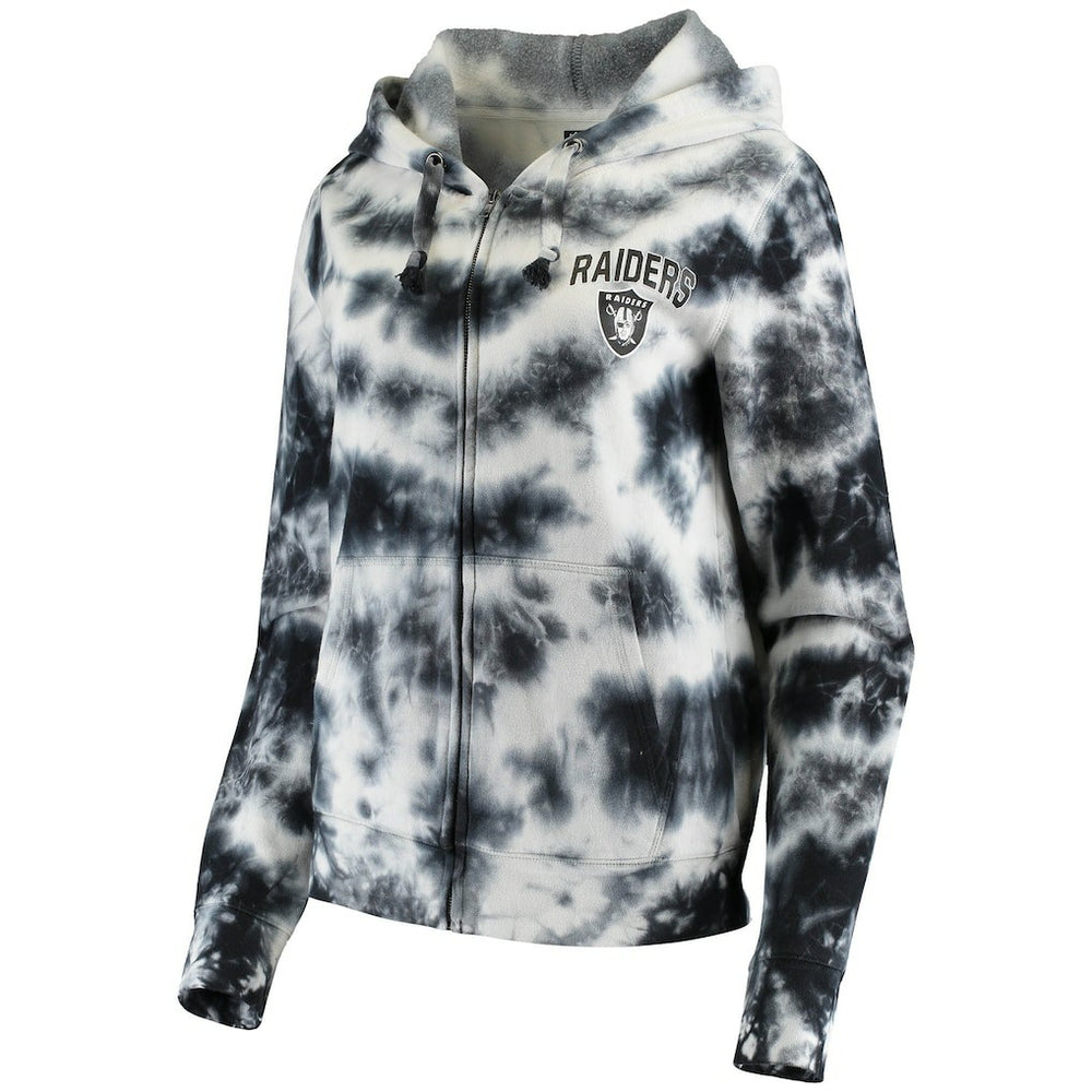 Las Vegas Raiders New Era Women's Tie Dye Fleece Full-Zip Hoodie - Black Hoodies